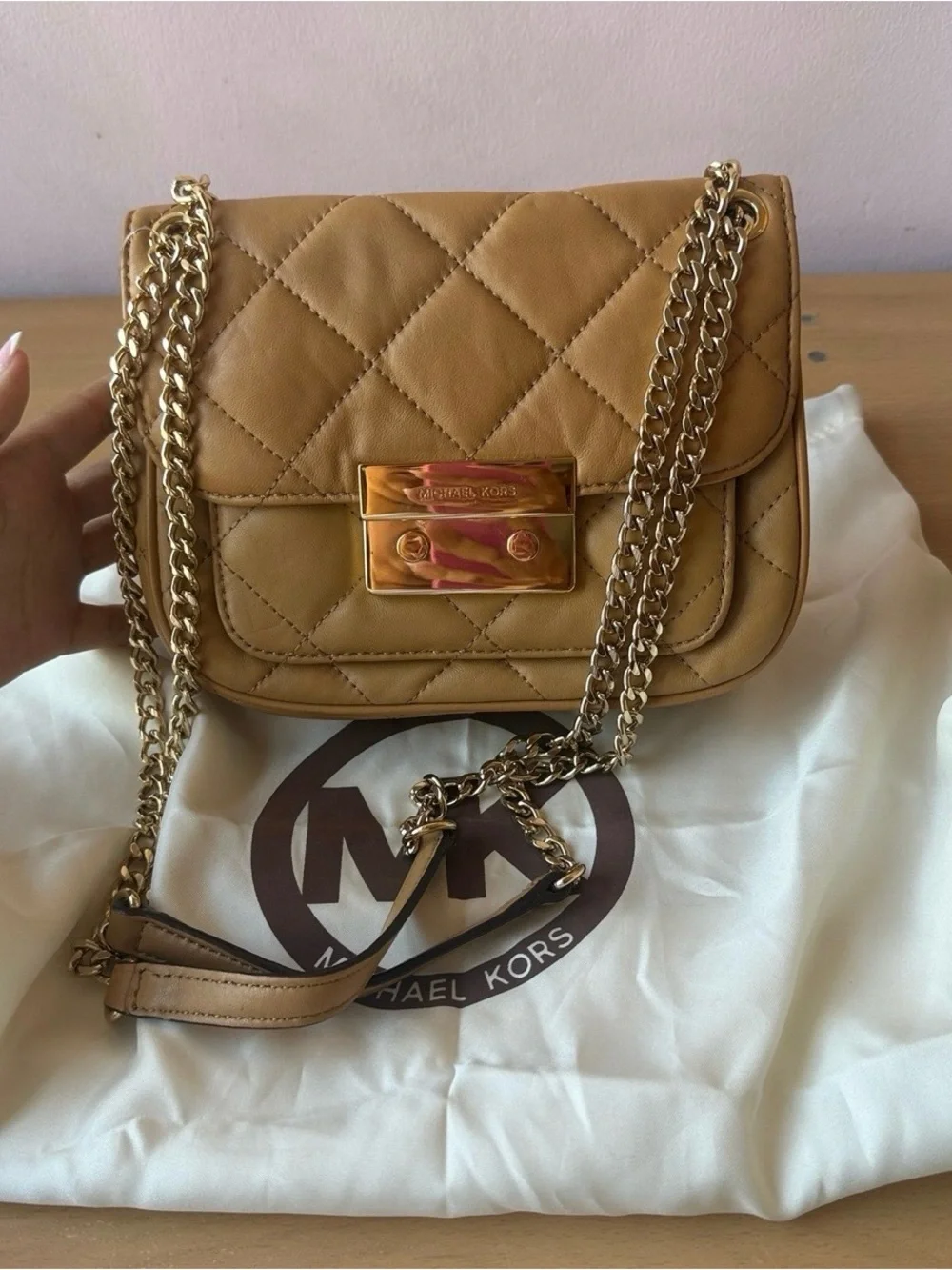Brand New Michael Kors Quilted Tan Crossbody Bag